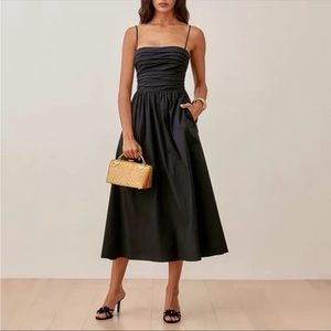 Reformation Black Midi Lissa Strapless Dress Size 4